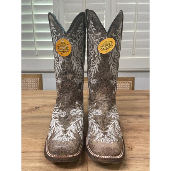 Corral Womens Distressed Filigree Embroidery Western Boots Size 9 NWT Square Toe - Picture 9 of 15